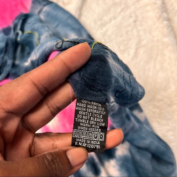 True rock tie dye Free size rayon dress - Picture 7 of 8